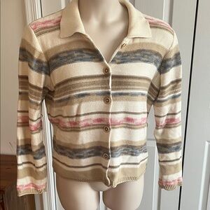 Liz Claiborne Vintage Striped Button-Up Cardigan